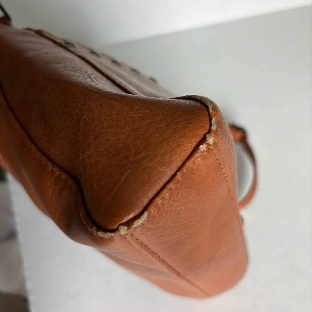 Sam & Hadley Studded Tan Faux Leather Shoulder Bag